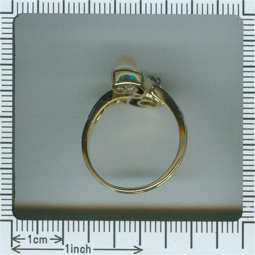 Bague 58 Belle Époque - Bague toi et moi en or jaune 18K, diamants et perle 58 Facettes 20155-0500
