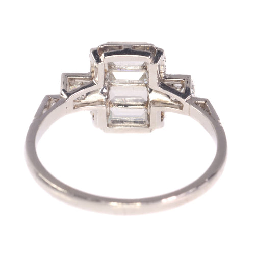 Bague 54 Bague vintage années 1950 Art déco en platine et diamants 58 Facettes 21042-0157