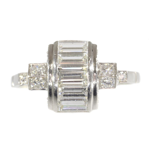 Bague 54 Bague vintage années 1950 Art déco en platine et diamants 58 Facettes 21042-0157