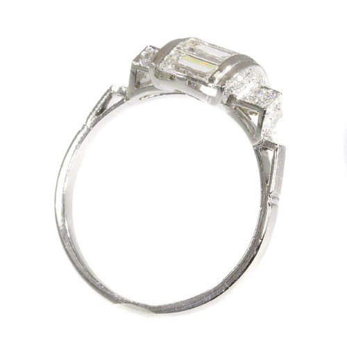 Bague 54 Bague vintage années 1950 Art déco en platine et diamants 58 Facettes 21042-0157