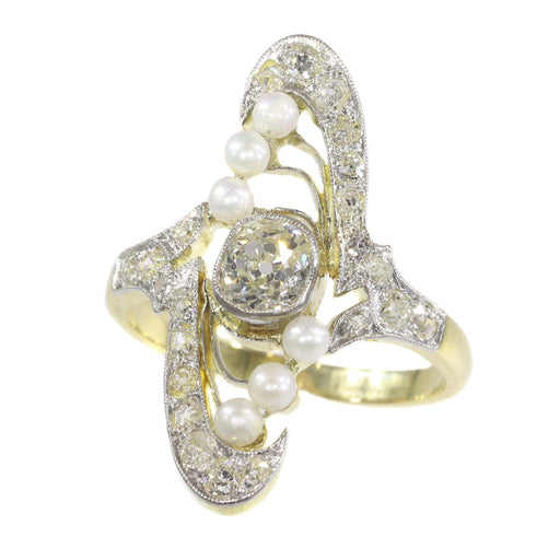 Bague 60 Bague Art nouveau en or 18K bicolore, diamants et perles 58 Facettes 21042-0185