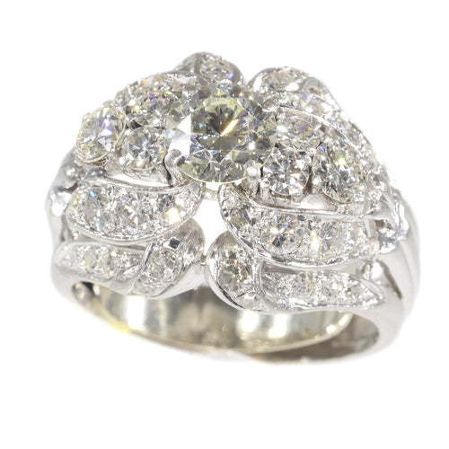 Bague 59 Bague vintage années 1950 en platine et diamants 3,44 ct 58 Facettes 21174-0487
