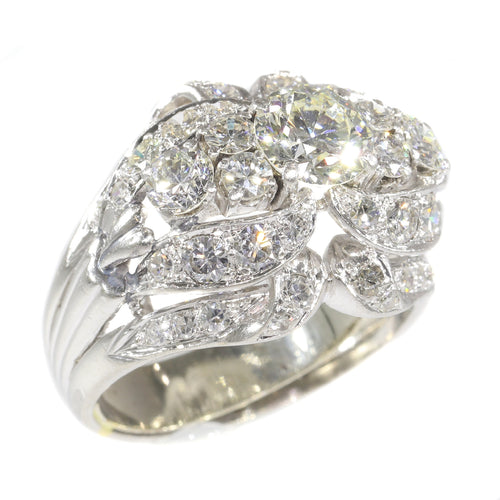 Bague 59 Bague vintage années 1950 en platine et diamants 3,44 ct 58 Facettes 21174-0487