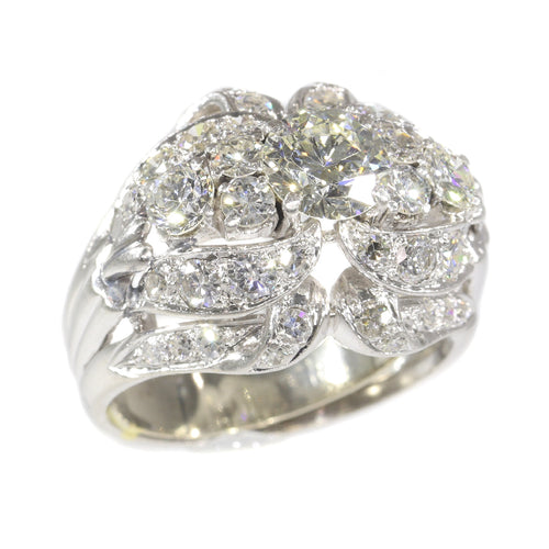Bague 59 Bague vintage années 1950 en platine et diamants 3,44 ct 58 Facettes 21174-0487