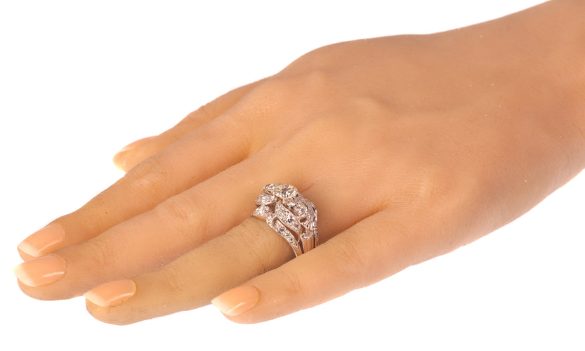 Bague 59 Bague vintage années 1950 en platine et diamants 3,44 ct 58 Facettes 21174-0487