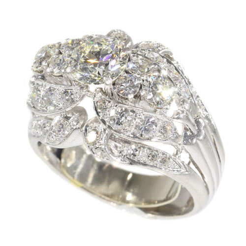 Bague 59 Bague vintage années 1950 en platine et diamants 3,44 ct 58 Facettes 21174-0487