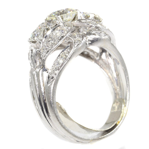 Bague 59 Bague vintage années 1950 en platine et diamants 3,44 ct 58 Facettes 21174-0487