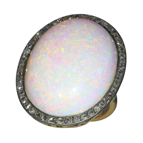 Bague 58 Bague victorienne en or jaune 18k, argent, opale et diamants 58 Facettes 21224-0615