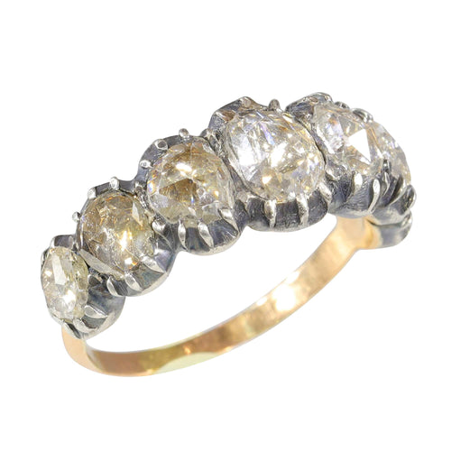 Bague 52 Bague ancienne géorgienne en or rouge 18k, argent et diamants 58 Facettes 21272-0590