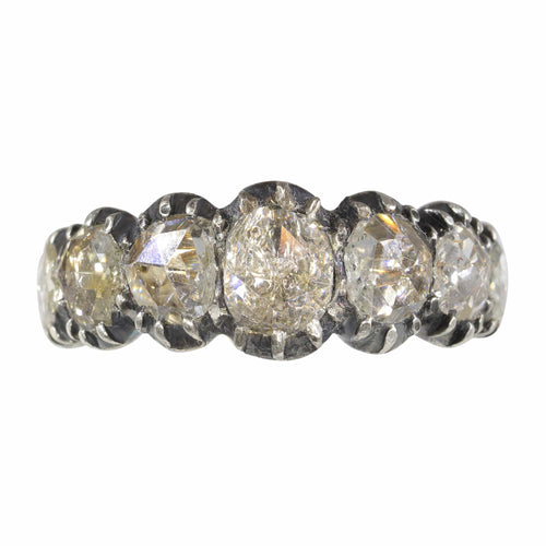 Bague 52 Bague ancienne géorgienne en or rouge 18k, argent et diamants 58 Facettes 21272-0590