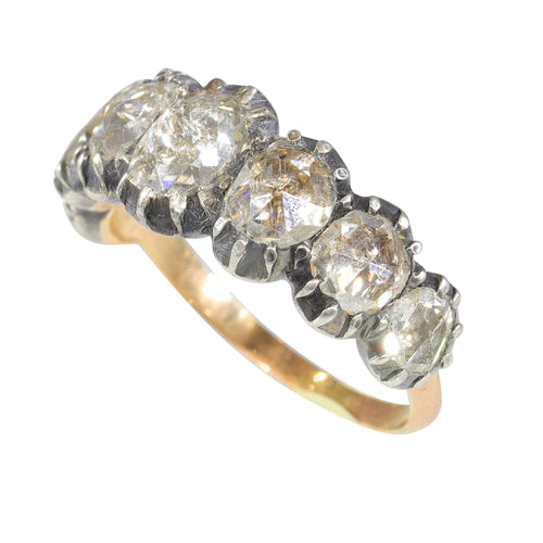 Bague 52 Bague ancienne géorgienne en or rouge 18k, argent et diamants 58 Facettes 21272-0590