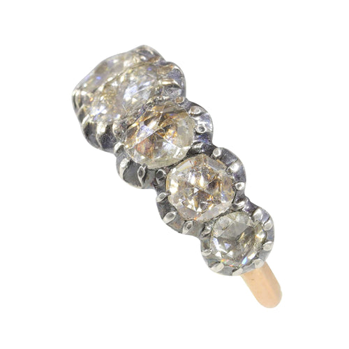 Bague 52 Bague ancienne géorgienne en or rouge 18k, argent et diamants 58 Facettes 21272-0590