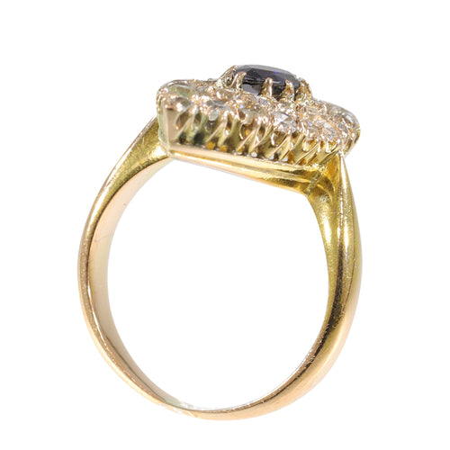 Bague 52 Bague navette victorienne en or jaune 14K, saphir et diamants 58 Facettes 21271-0454