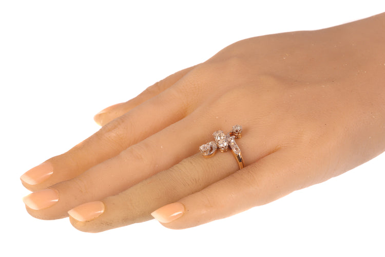 Bague 57 Bague de fiançailles Belle Époque en or jaune 18K, platine et diamants 58 Facettes 21345-0169