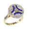 Bague 50 Bague Art déco vintage en or jaune 18K, diamants et émail bleu 58 Facettes 22236-0281