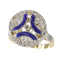 Bague 50 Bague Art déco vintage en or jaune 18K, diamants et émail bleu 58 Facettes 22236-0281