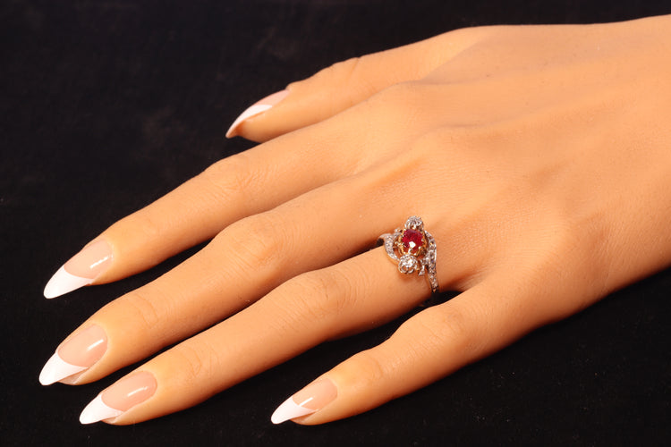 Bague 55 Bague de fiançailles Belle Époque en or jaune 18K, rubis et diamants 58 Facettes 22137-0266