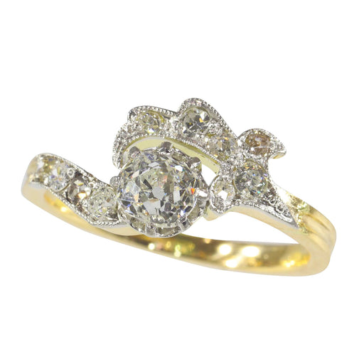 Bague 53 Belle Époque - Bague de fiançailles en platine et or jaune 18K, diamants 58 Facettes 22152-0291