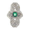 Bague 54 Bague Art déco de fiançailles en platine, diamants et émeraude 58 Facettes 22151-0121