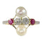 Bague 57 Bague Art déco vintage en or jaune 18 carats avec diamants, rubis et perles 58 Facettes 22298-0288