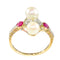 Bague 57 Bague Art déco vintage en or jaune 18 carats avec diamants, rubis et perles 58 Facettes 22298-0288