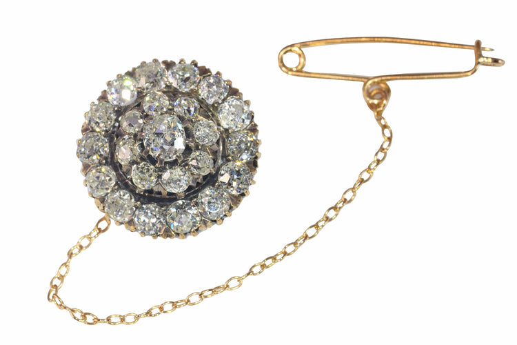 Broche Broche victorienne en or rose 18K et diamants (vers 1840) 58 Facettes 22241-0393