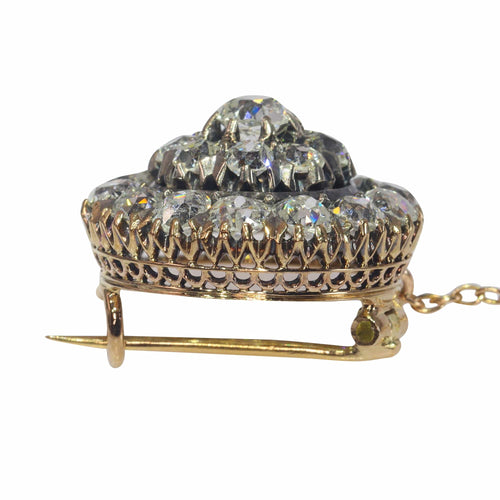 Broche Broche victorienne en or rose 18K et diamants (vers 1840) 58 Facettes 22241-0393