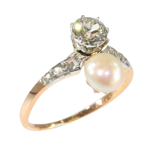 Bague 58 Bague de fiançailles 1895 en platine et or rouge 18K avec diamants 58 Facettes 22327-0067
