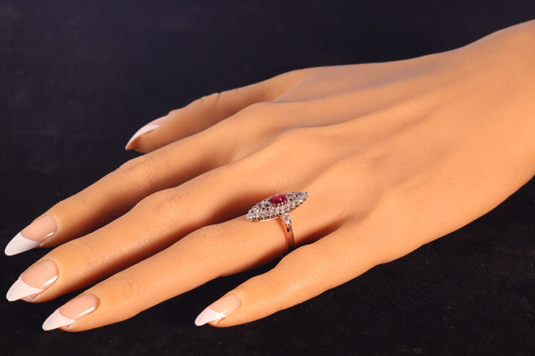 Bague 53 Bague victorienne en or rouge 18K avec rubis et diamants 58 Facettes 22298-0136