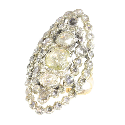 Bague 58 Bague victorienne en or rouge 14K et argent, 53 diamants taille rose 58 Facettes 23073-0137