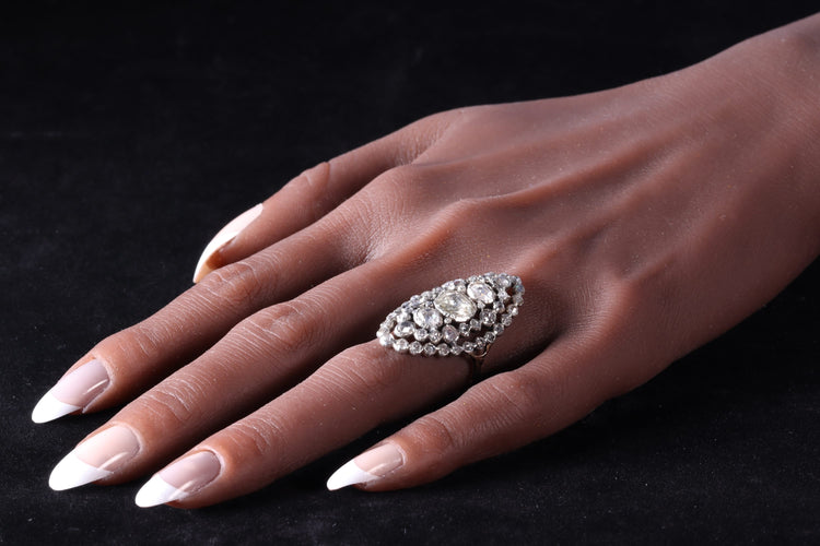 Bague 58 Bague victorienne en or rouge 14K et argent, 53 diamants taille rose 58 Facettes 23073-0137