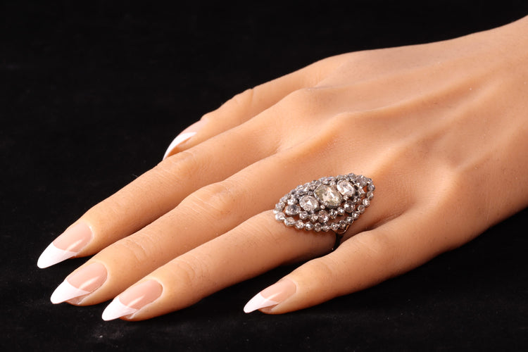Bague 58 Bague victorienne en or rouge 14K et argent, 53 diamants taille rose 58 Facettes 23073-0137