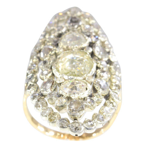 Bague 58 Bague victorienne en or rouge 14K et argent, 53 diamants taille rose 58 Facettes 23073-0137