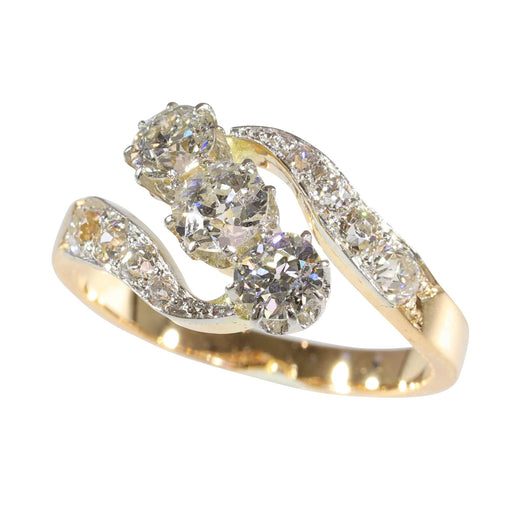 Bague 56 Bague Belle Époque Art déco en or 14K et platine avec diamants 58 Facettes 24029-0362