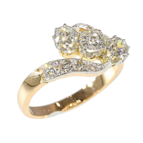 Bague 56 Bague Belle Époque Art déco en or 14K et platine avec diamants 58 Facettes 24029-0362