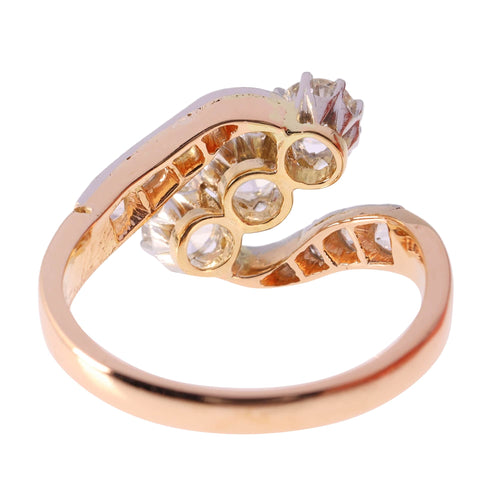 Bague 56 Bague Belle Époque Art déco en or 14K et platine avec diamants 58 Facettes 24029-0362