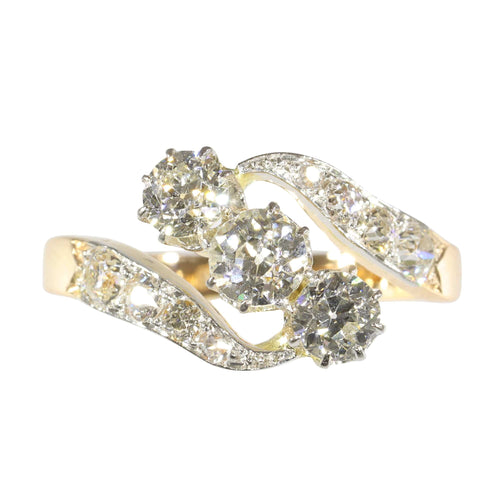 Bague 56 Bague Belle Époque Art déco en or 14K et platine avec diamants 58 Facettes 24029-0362