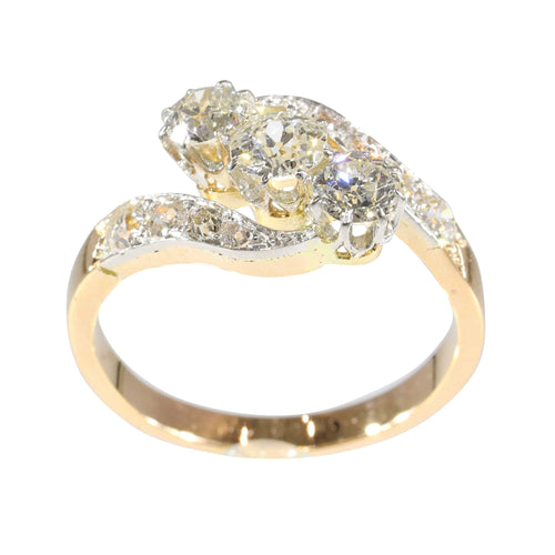 Bague 56 Bague Belle Époque Art déco en or 14K et platine avec diamants 58 Facettes 24029-0362