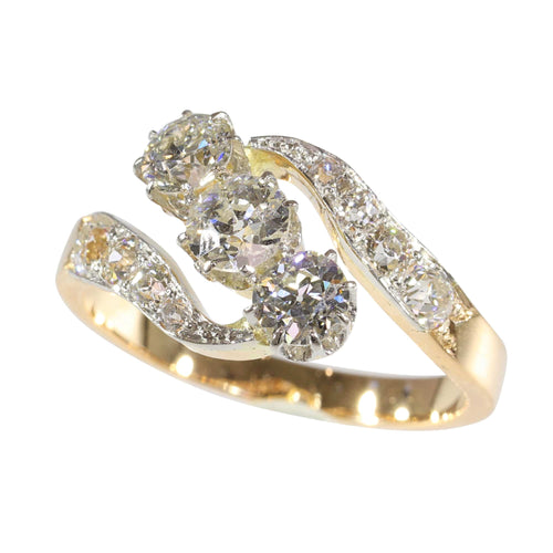 Bague 56 Bague Belle Époque Art déco en or 14K et platine avec diamants 58 Facettes 24029-0362