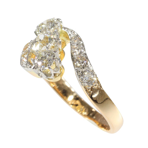 Bague 56 Bague Belle Époque Art déco en or 14K et platine avec diamants 58 Facettes 24029-0362
