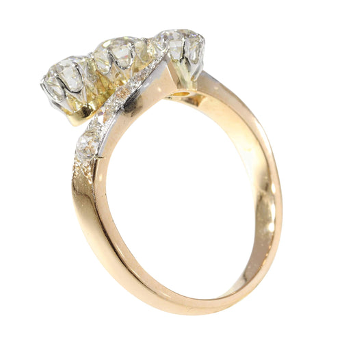 Bague 56 Bague Belle Époque Art déco en or 14K et platine avec diamants 58 Facettes 24029-0362