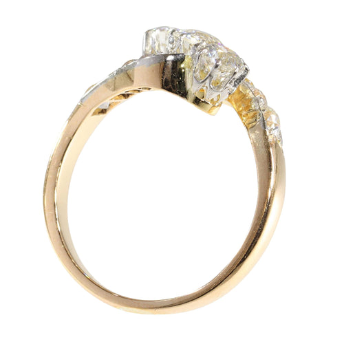 Bague 56 Bague Belle Époque Art déco en or 14K et platine avec diamants 58 Facettes 24029-0362