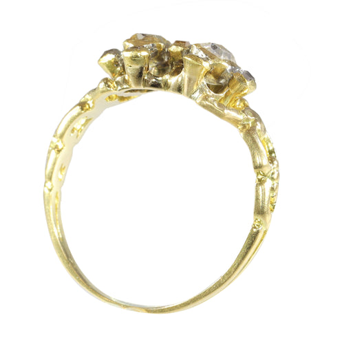Bague 55 Artisanat du XVIIe siècle : bague baroque en or avec diamants taille table 58 Facettes 23331-0247