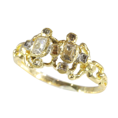Bague 55 Artisanat du XVIIe siècle : bague baroque en or avec diamants taille table 58 Facettes 23331-0247