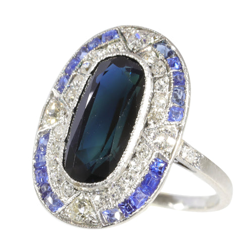 Bague 54 Bague Art déco en platine, saphirs et diamants 58 Facettes 23271-0609