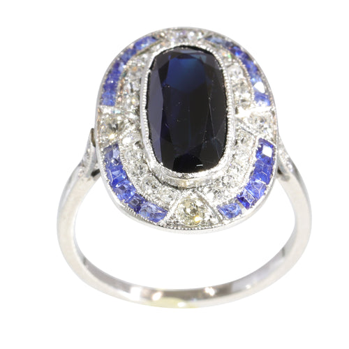Bague 54 Bague Art déco en platine, saphirs et diamants 58 Facettes 23271-0609