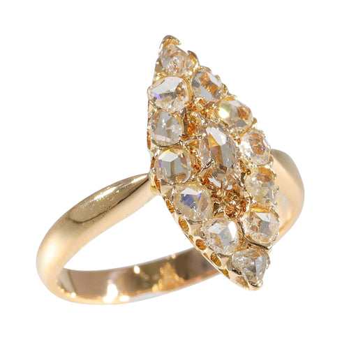 Bague 59 Bague marquise ancienne en or rose 18K et diamants 58 Facettes 23271-0585
