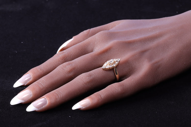 Bague 59 Bague marquise ancienne en or rose 18K et diamants 58 Facettes 23271-0585