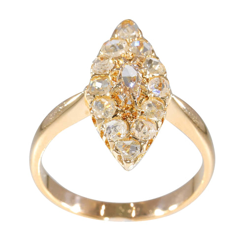 Bague 59 Bague marquise ancienne en or rose 18K et diamants 58 Facettes 23271-0585