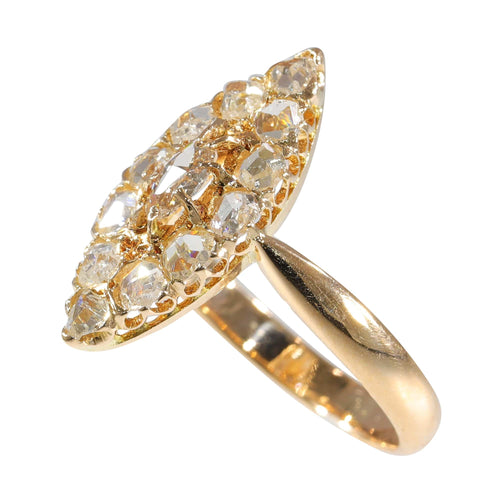 Bague 59 Bague marquise ancienne en or rose 18K et diamants 58 Facettes 23271-0585
